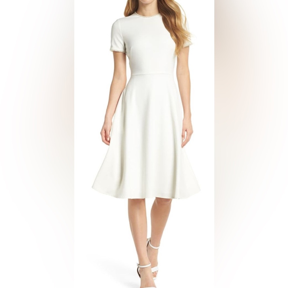 Elegant Cream White Gal Meets Glam Dress with Pearl Details